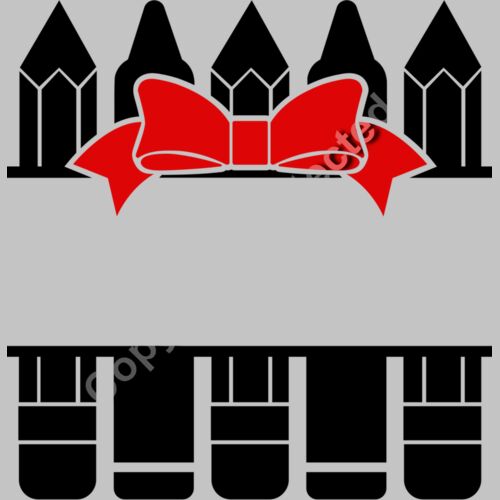 split pencil crayon frame with bow flat Thumbnail