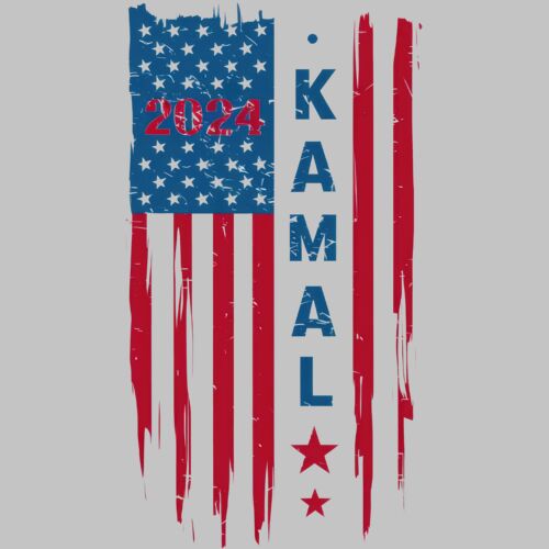 Kamala Harris 2024 campaign graphic with American flag and bold text design Thumbnail