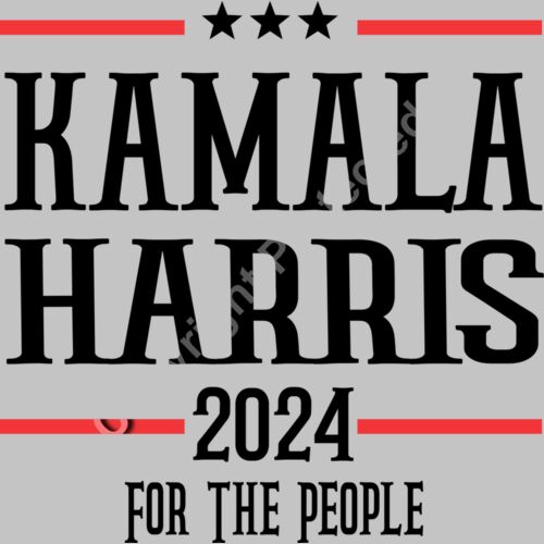Kamala Harris 2024 campaign graphic with red accents and bold text elements  Thumbnail