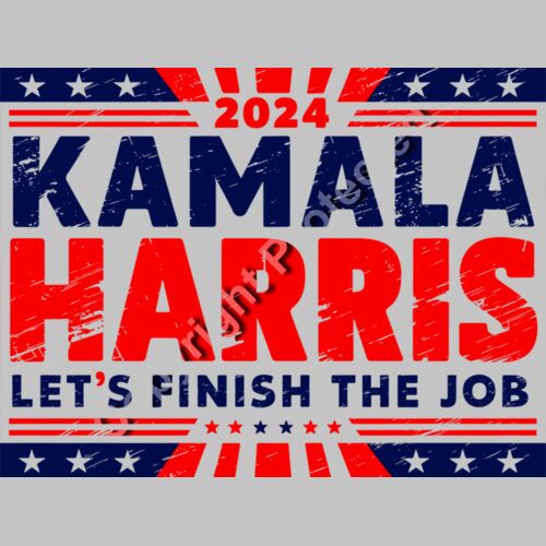 Kamala Harris 2024 campaign poster with bold red and blue lettering  stars  and patriotic theme  Thumbnail