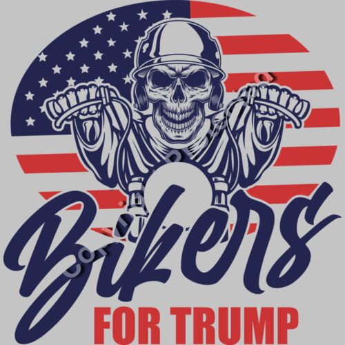 bikers for trump 2024 skull american flag motorsports themed artwork Thumbnail