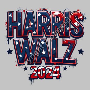 Kamala Harris 2024 campaign graphic  red  white  blue colors  stars  bold lettering  patriotic t Thumbnail