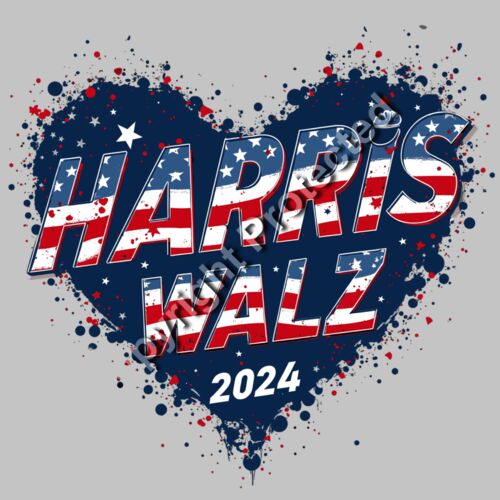 Kamala Harris 2024 campaign heart graphic with red  white  and blue colors  stars  and celebrato Thumbnail