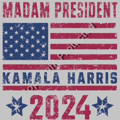Kamala Harris 2024 Madam President American flag graphic with stars and stripes theme Thumbnail