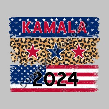 Kamala Harris 2024 election patriotic leopard print stars american flag Thumbnail