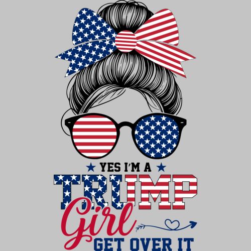 Trump 2024 patriotic girl graphic with stars  stripes  and playful text Thumbnail
