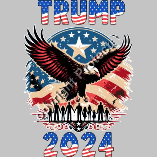 Trump 2024 patriotic eagle family silhouette American flag design Thumbnail