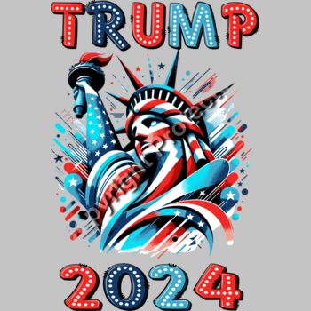 Trump 2024 patriotic design featuring Statue of Liberty in red  white  and blue colors Thumbnail