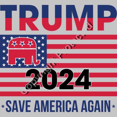 trump 2024 save america again republican elephant american flag design Thumbnail